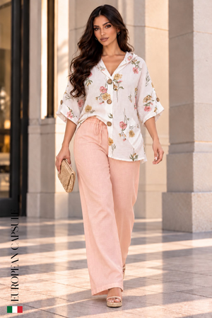 Italian Linen Vernazza Pants- Pink