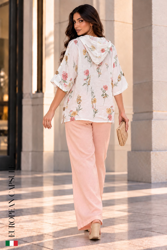 Italian Linen Vernazza Pants- Pink