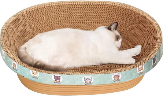 Extra Large Cat Scratcher Bed, 21.6' x 14.9' x 4.3' XL XXL Cat Scratch Cardboard, Scratching Board Pad for Indoor Cats Kitty Kit