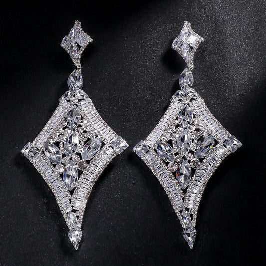 Oversized Glass Crystal Diamond Statement Drop Earrings Drag Queen Stage Jewelry