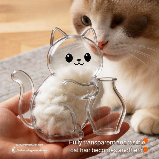 Fridge Magnet Cat Hair Keepsake Clear Storage Box Pet Fur Whiskers Memorial Cute Kitty Transparent Container Pet Lover Souvenir