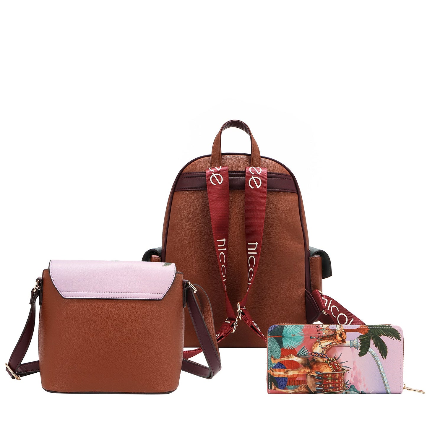 Nicole Lee "Queen Cleopatra" 3-Piece Set (Backpack, Crossbody, Wallet)