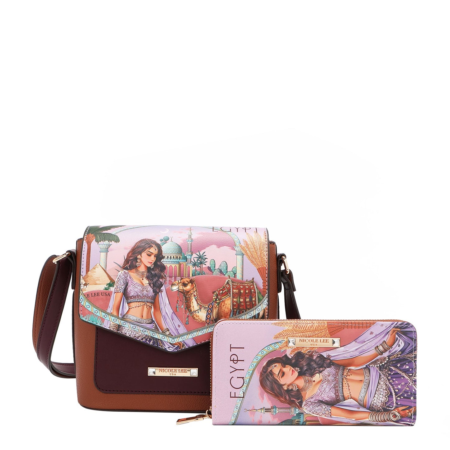 Nicole Lee "Queen Cleopatra" 3-Piece Set (Backpack, Crossbody, Wallet)