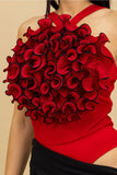 3D Ruffled Flower Bodysuit Top