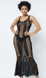 Black Crochet Coverup Sexy Dress