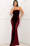 Velvet Paneled Lace & Sheer Mesh Maxi Dress