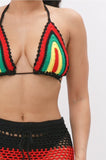 Rasta Reggae Jamaican Crochet Tasseled Swimwear Skirt Set