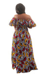 African Flower Print Princess Maxi Dress