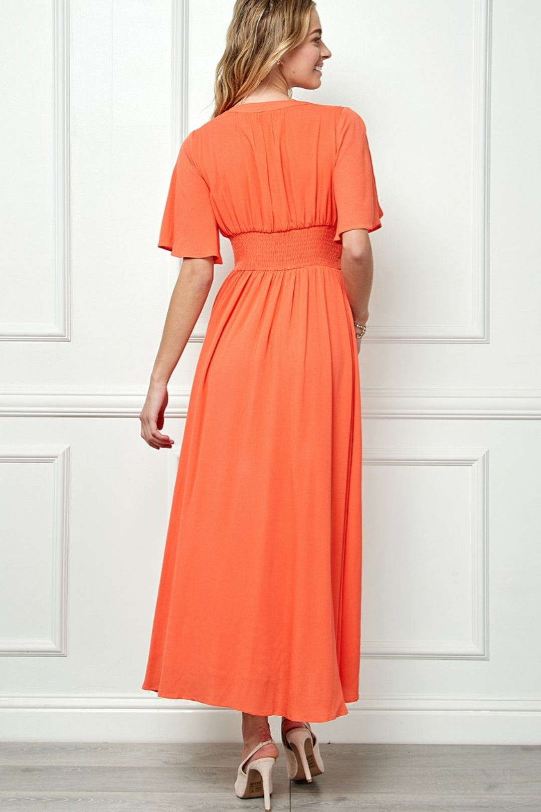 Solid Orange Maxi Dress