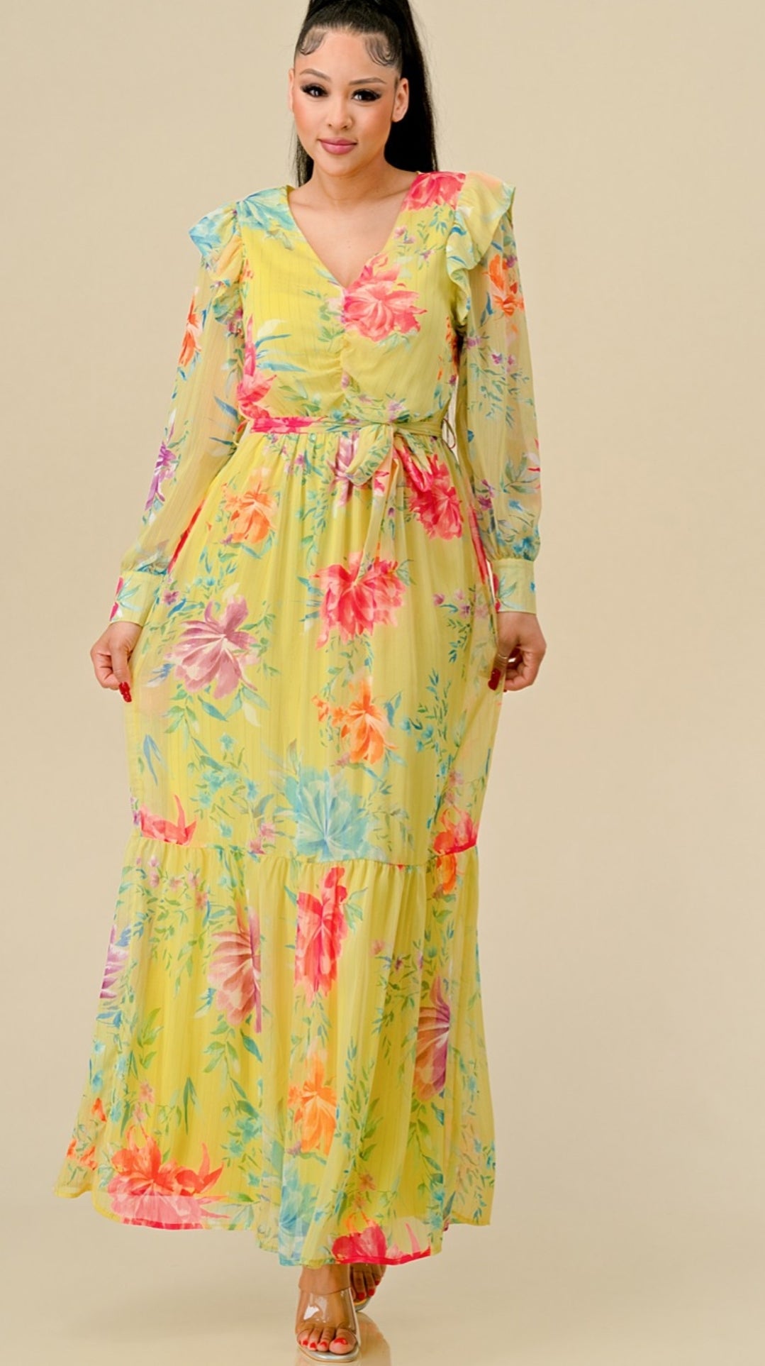 Yellow Floral Maxi Dress