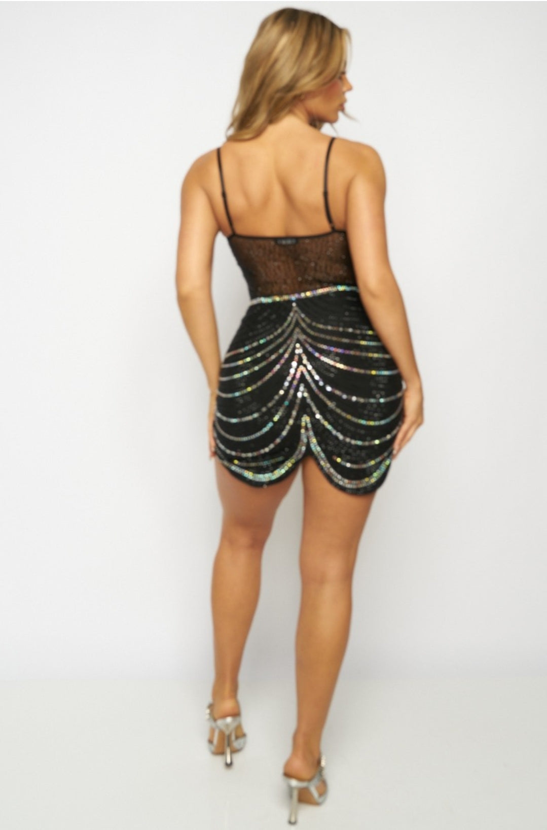 Rhinestone Mesh Bodycon Dress