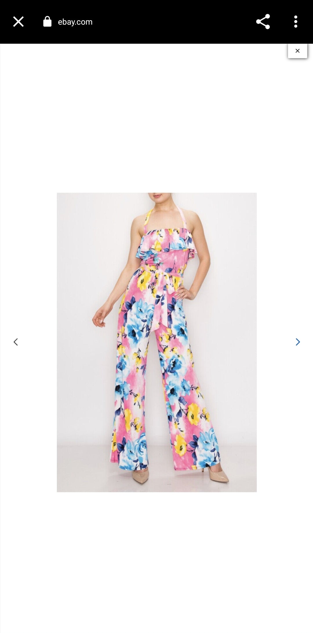 Wide Leg Halter Flower Jumpsuit