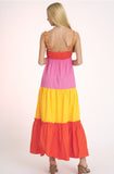 "Burst of Sunshine" One of a Kind Color Block Maxi Dress