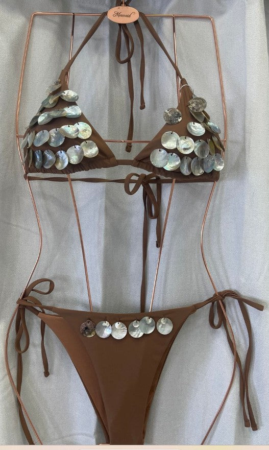 Marbles & Shells Bikini Set- Brown