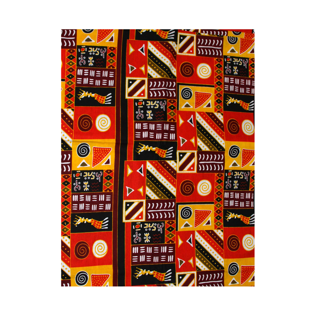Orange Tribal Mud Print Fabric - 6 Yards