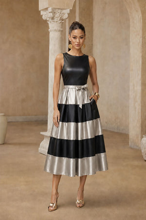 Black & Silver Midi A-Ling Dress