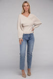 Viscose Cross Wrap Pullover Sweater Top- 4 Colors