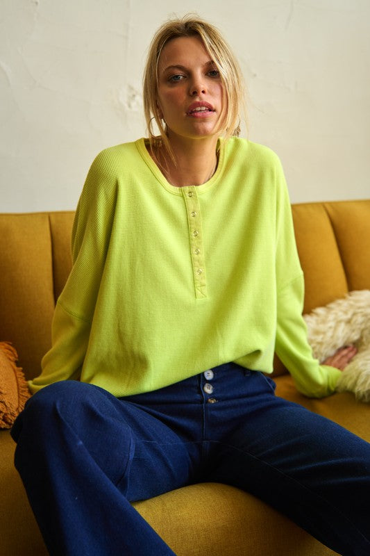 Button Down Side Slit Pullover Knit Top-3 Colors