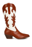 Fallon Faux Leather Patchwork Cowboy Boots-2 Colors