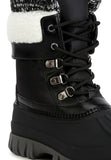 Delphine Knitted Collar Lace Up Boots- 3 Colors