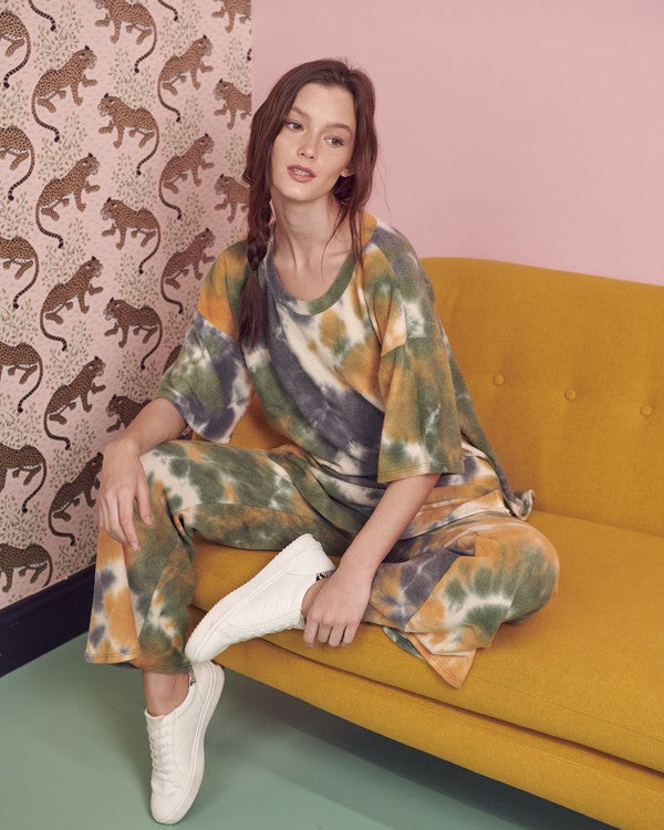 PLUS SIZE BRUSHED RIB TIE DYE SET- 2 COLORS