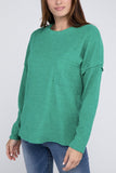 Ribbed Brushed Melange Hacci Sweater with a Pocket-5 Colors