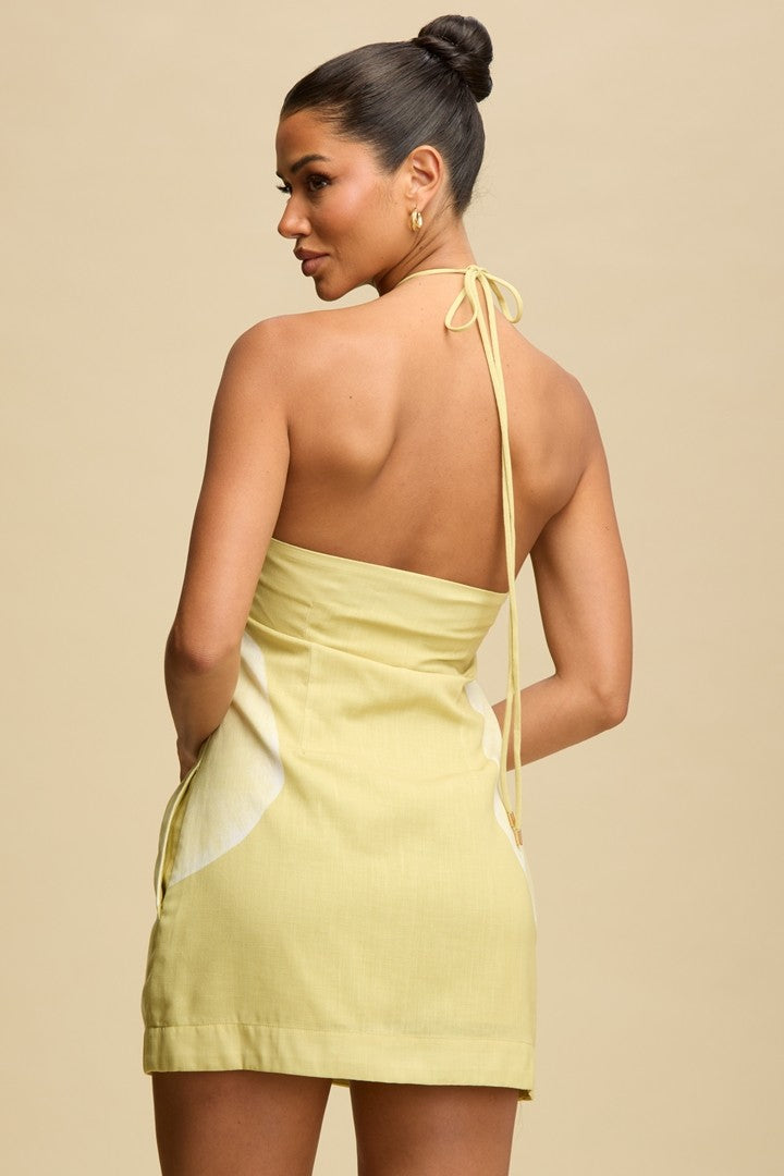 Flower Petal Mini Dress- Yellow