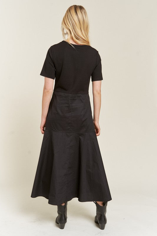 KNIT MIX DRESS- 2 COLORS