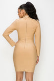 BUSTIER CUP LACED LONG SLEEVE MINI BANDAGE DRESS