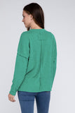 Ribbed Brushed Melange Hacci Sweater with a Pocket-5 Colors