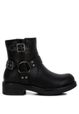 Allux Faux Leather Pin Buckle Boots- Black or Off White