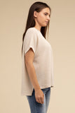 Dolman Short Sleeve Jacquard Sweater Top- 3 Colors