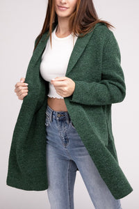 Hooded Open Front Sweater Cardigan-4 Colors