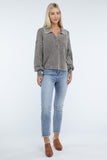 Washed Collared Henley Sweater Top- 6 Colors