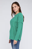 Ribbed Brushed Melange Hacci Sweater with a Pocket-5 Colors