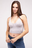 Washed Ribbed Cropped V-Neck Tank Top-4 Colors