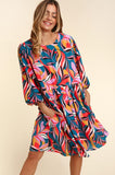 BABYDOLL MULTI COLOR DRESS WITH SIDE POCKETS