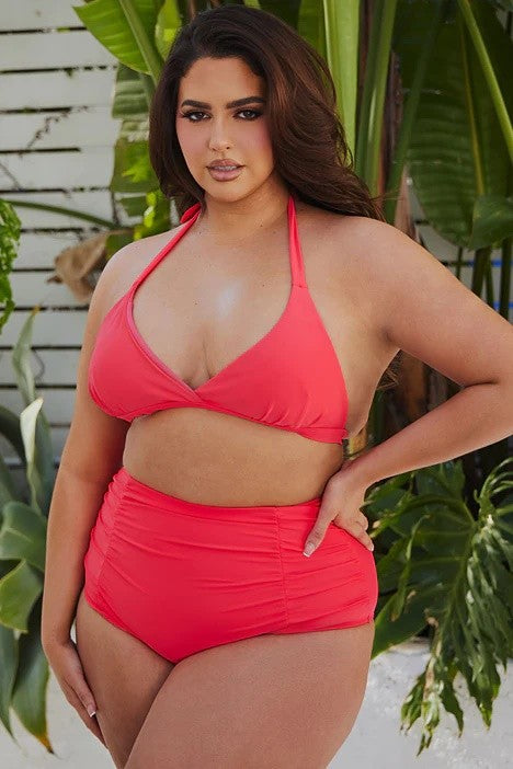 Plus Size Two Piece High Waist Swimwear Set-3 Colors