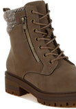 Mahisha Knitted Collar Zip-Up Hiker Boots- 3 Colors