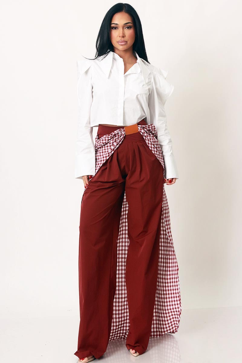 Growing on Me Pants with Drape- Red