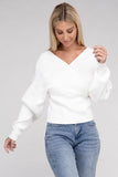 Viscose Cross Wrap Pullover Sweater Top- 4 Colors