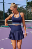 High Waist Pleated Skirt Two Piece Tennis Set-3 Colors