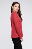 Ribbed Brushed Melange Hacci Sweater with a Pocket-5 Colors