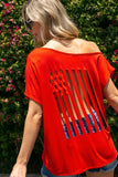 PLUS SIZE SIZE 4TH OF JULY LASER CUT TOP-2 COLORS