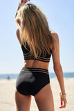 Sporty Solid Sleeveless Two-Piece Swimsuit Bikini