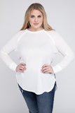 Plus Size Melange Baby Waffle Long Sleeve Top-5 Colors