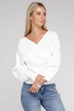 Viscose Cross Wrap Pullover Sweater Top- 4 Colors