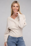 Viscose Cross Wrap Pullover Sweater Top- 4 Colors