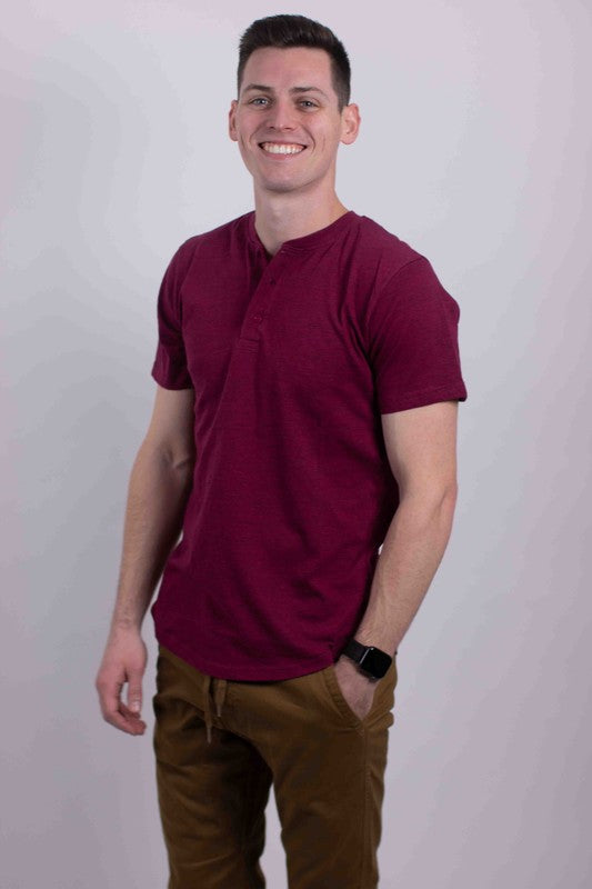 Men's Short Sleeves Henley T-Shirt- 6 Colors
