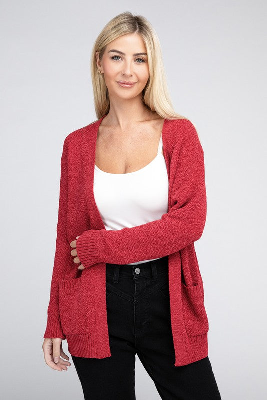 Melange Open Front Sweater Cardigan- 4 Colors